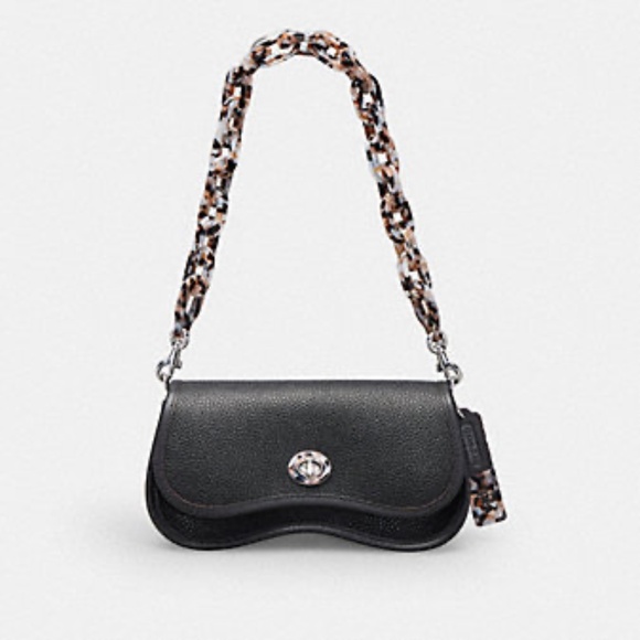 New Black Coachtopia Wavy Dinky Bag With Crossbody Strap - Picture 1 of 14